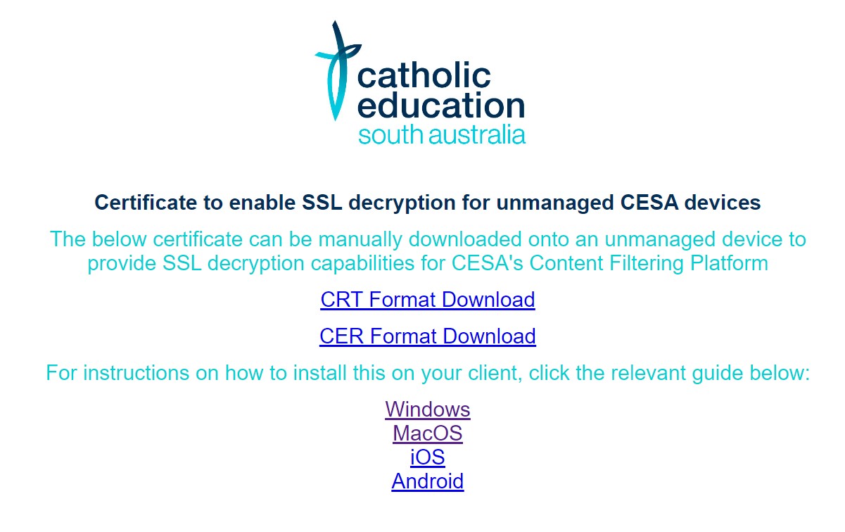CESA certificate page